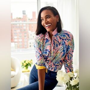 Talbots Yellow Polka Dot Blouse